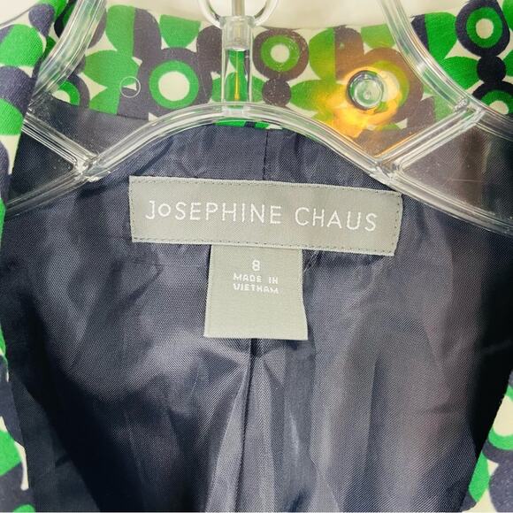 Josephine Chaus green blue white abstract button office retro preppy blazer 8 - Picture 5 of 7